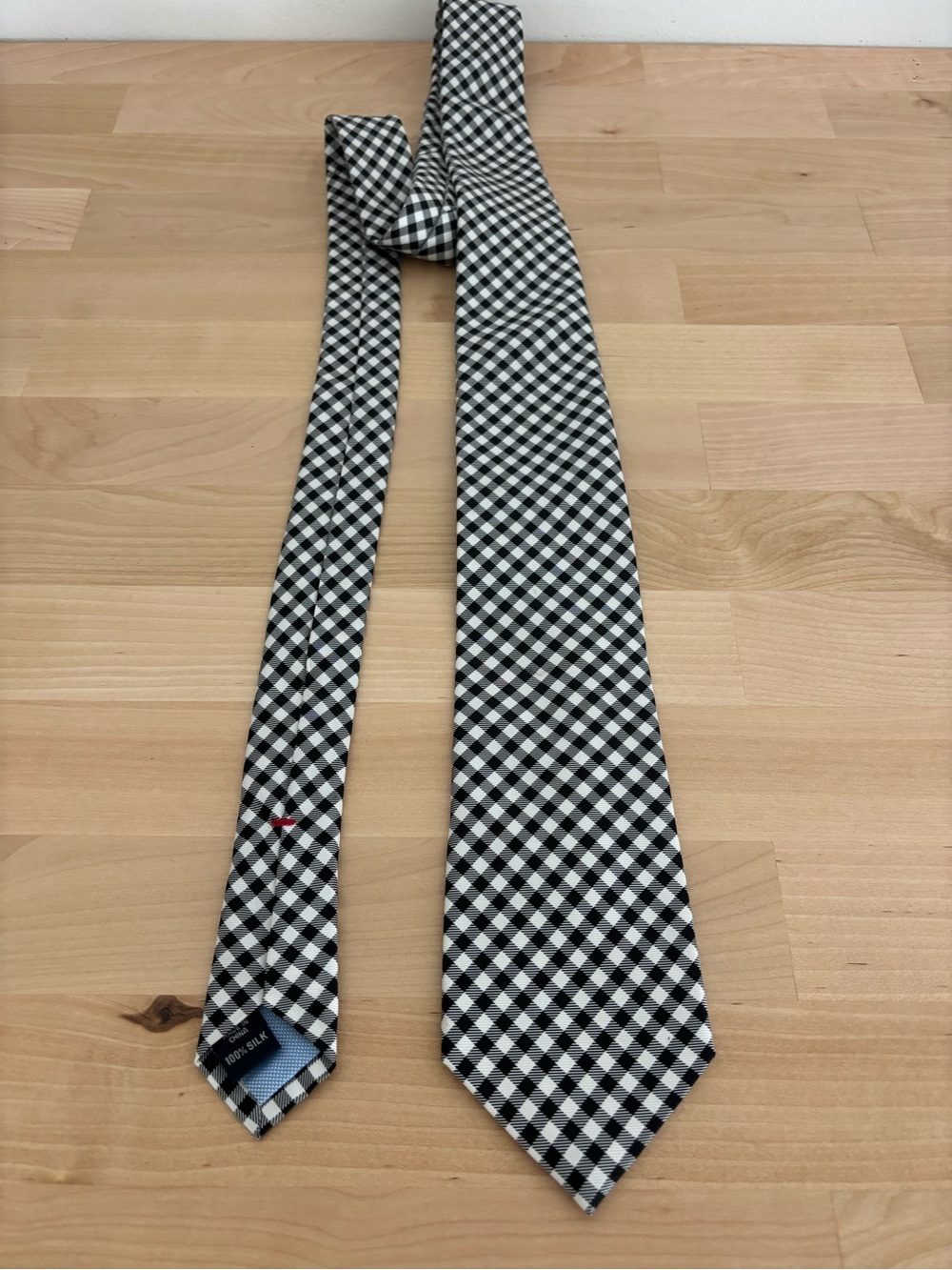 Tommy Hilfiger Black and White Gingham Silk Tie